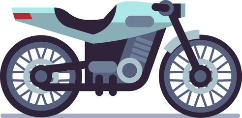 Cartoon motorcycle icon. Fast urban bike side view