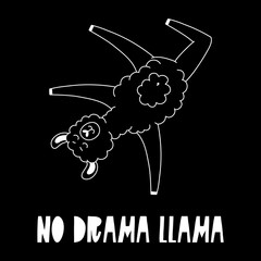 No drama llama outline illustration. Funny animal.