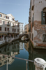 Fototapeta na wymiar VENICE, Italy - 13 February 2022 - Venice cityscape, famous canal and architecture. 