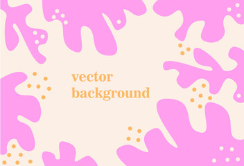 Abstract art botanical background vector. Abstract creative backgrounds in minimal trendy style with copy space for text pink 