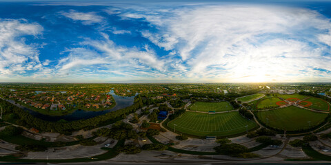 360 spherical drone photo Tequesta Trace Park Weston Florida USA