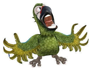 Obraz premium Cartoon Green Parrot 3D illustration 3