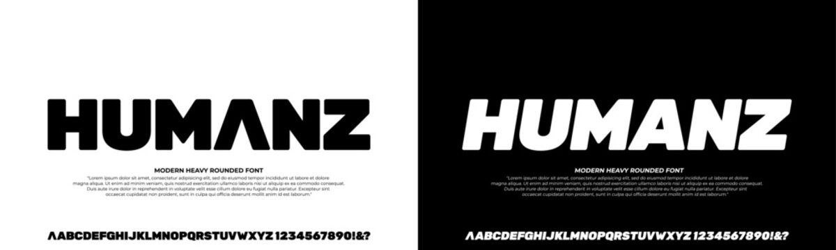 Modern Heavy Bold Rounded Font. Uppercase Number and Symbol. Design vector illustration