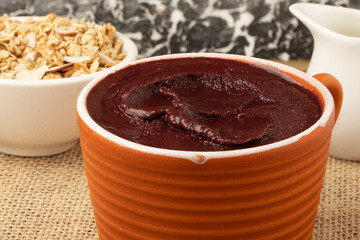 Focus on açaí in a bowl.