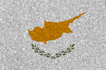 Flag of Cyprus on styrofoam texture. national flag painted on the surface of plastic foam