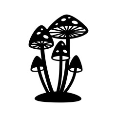 Isolated on white silhouette of mushrooms. Vector illustration.
