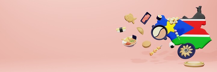 3d rendering of japanese food consumption in South Sudan for social media content 