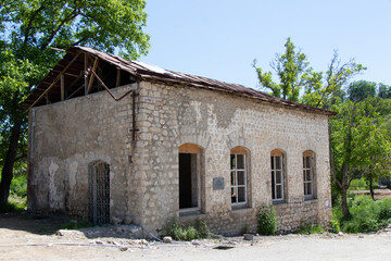 Medieval Seyidli mosque in Shusha city - Azerbaijan: 2 June 2022. Islamic buildings after the...