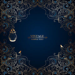 Vintage luxury frame in oriental style. Element for the design of cards, invitations, celebrations, ceremonies, flyers.