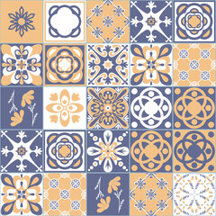 Azulejo tiles spanish traditional pattern, vintage retro seamless pattern for kitchen and bathroom wall decoration