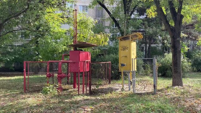 Gas distribution cabinet near block of flats