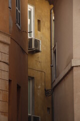 Facade of a classic building in Rome, Italy