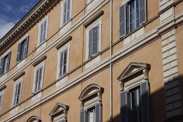 Facade of a classic building in Rome, Italy