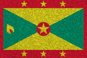 Flag of Grenada on styrofoam texture. national flag painted on the surface of plastic foam