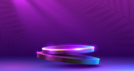 Stage podium with lighting, Stage Podium Scene with for Award, Decor element background. Vector
