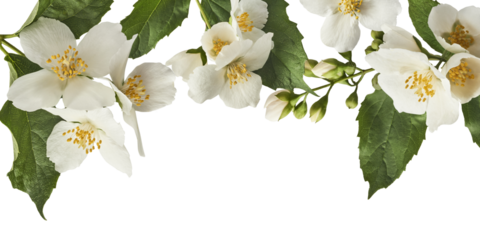 Jasmine bloom. A beautifull white flower of Jasmine falling in the air isolated