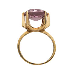 Gold ring with purple gemstone - obrazy, fototapety, plakaty