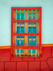 Traditional Colorful Window of the Town of Jerico, Antioquia, Colombia