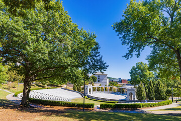 Sunny exterior view of the Chi Omega Greek Theatre of University of Arkansas