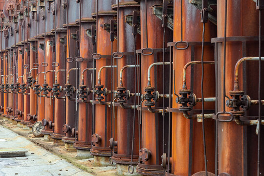 detail of old rusty valve at Zeche Zollverein, Zollverein Coal Mine Industrial Complex in Ruhr region in Essen