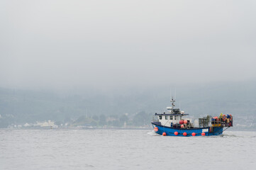 Boat in sea water for tranquility calm peace and mindfulness