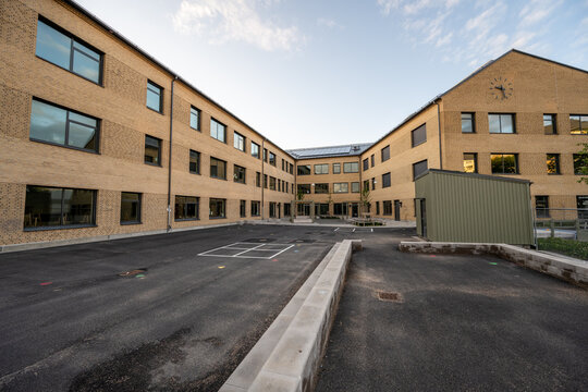 Gothenburg, Sweden - June 12 2022: School yard at Skytteskolan elementary school.