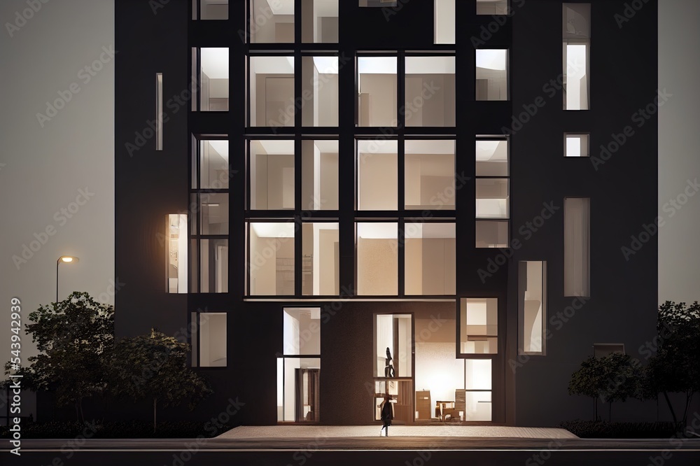 Canvas Prints 3d rendering of a modern apartment building