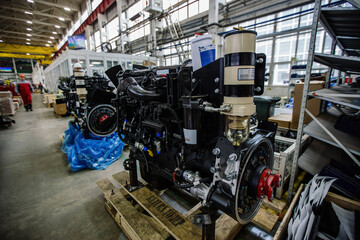 Modern diesel engine for assembling of machinery in the workshop