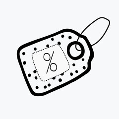 Discount label doodle icon. Vector gift tag.