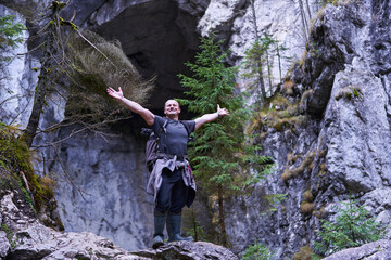 Photographer shooting in a cave