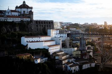 View of the Vila Nova de Gaia near the Don Luis Bridge, Porto, Portugal.
