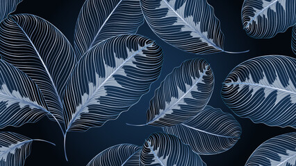 Luxury  seamless floral pattern with calathea leaves.