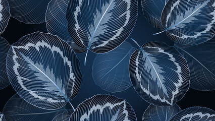 Luxury  seamless floral pattern with calathea leaves.