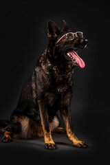 portrait of german shepherd in studio 
