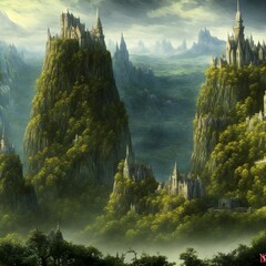 Fototapeta premium Fantasy mountainse scene 3d render 3d scene