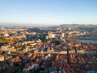 Aerial view of the Clerigos Tower (Torre dos Clerigos), Porto, Portugal. Unesco World Heritage Site
