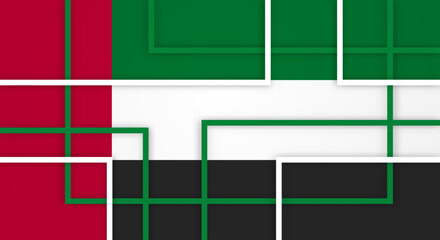 Abstract Geometric Square Stripes Lines Papercut Background with Flag of United Arab Emirates