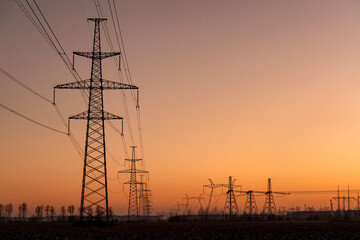 Powerlines and substation in Ukraine - 543949921