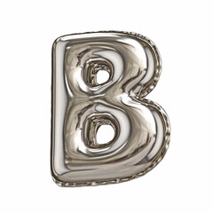 Silver foil balloon font letter B 3D