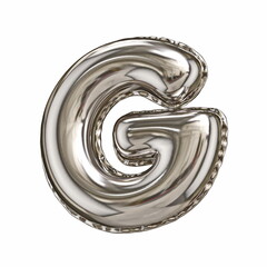 Silver foil balloon font letter G 3D