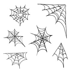 set of Halloween webs. cartoon sketch on a white background