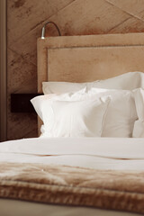 Home decor and interior design, bed with white bedding in luxury bedroom, bed linen laundry service...