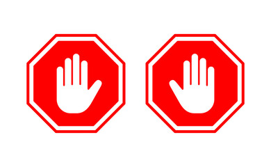 Stop icon vector for web and mobile app. stop road sign. hand stop sign and symbol. Do not enter stop red sign with hand