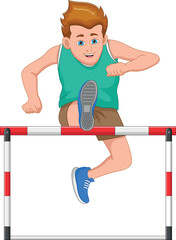 Fototapeta premium cartoon boy jumping hurdles