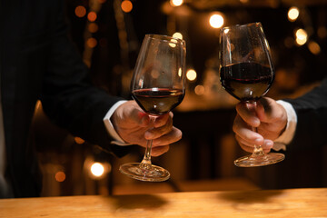 Celebrate whiskey on a friendly party in  restaurant