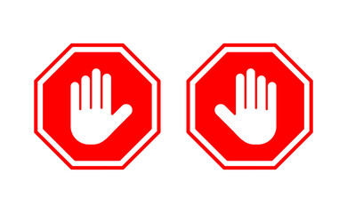 Stop icon vector for web and mobile app. stop road sign. hand stop sign and symbol. Do not enter stop red sign with hand