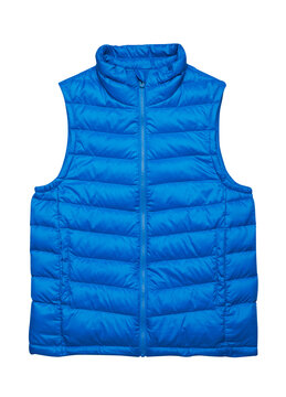 Blue warm sport puffer vest on white