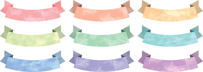 Obraz premium 水彩風リボンのセット_下向き丸み
