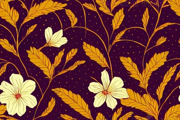 Fotobehang traditional indian border with floral motifs art seamless design digital stock illustration © 2rogan