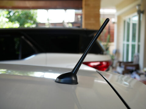 closeup of car radio AM FM antenna.	
